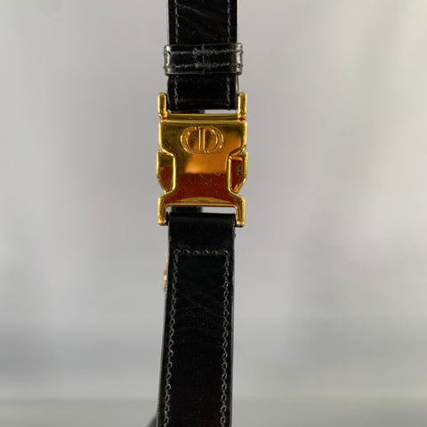 Sac CHRISTIAN DIOR en cuir et métal cannage noir et doré