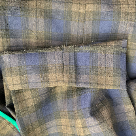 Costume croisé en laine à revers crantés PAUL SMITH, taille 38, motif écossais bleu marine et marron
