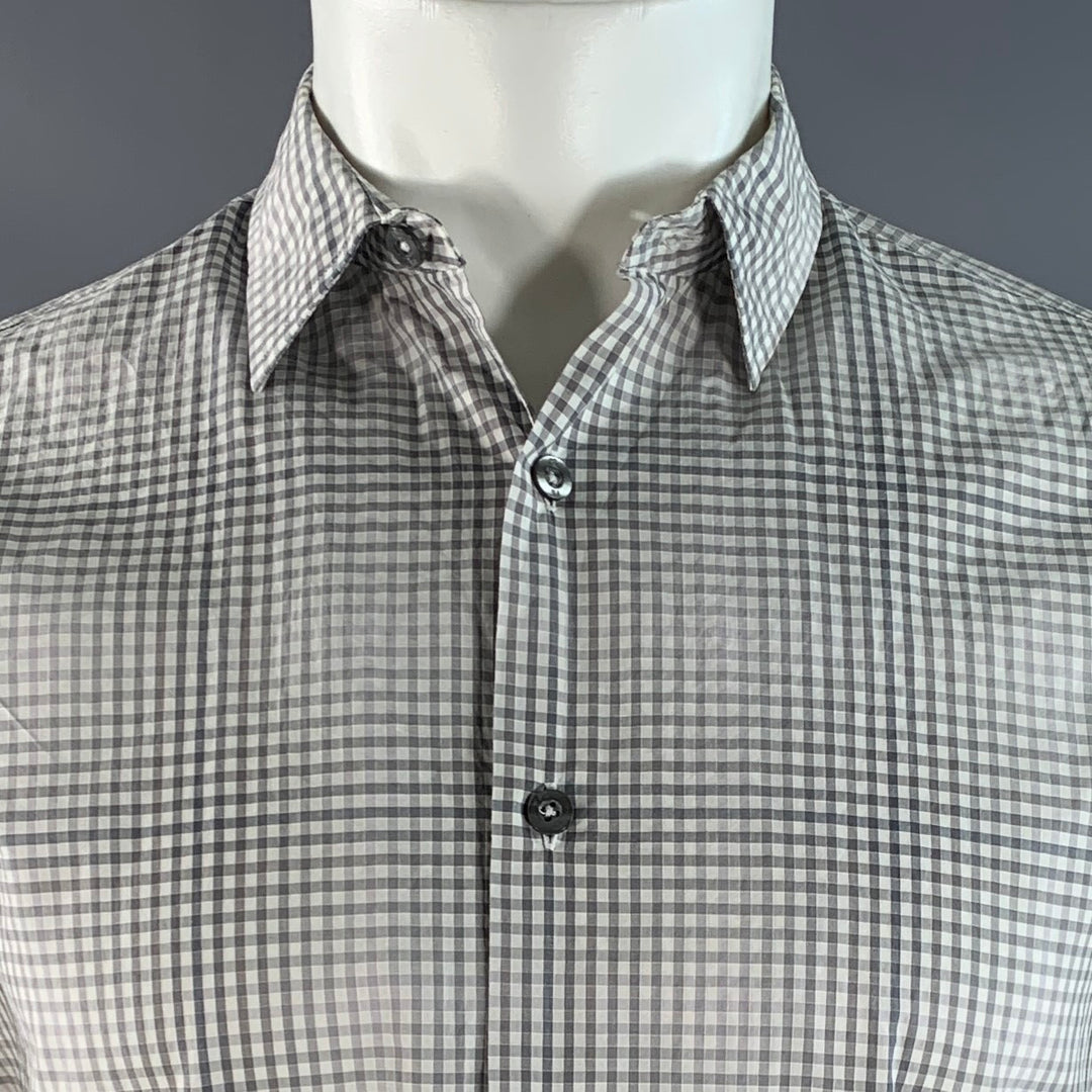 PS by PAUL SMITH Size S White Grey Checkered Cotton Long Sleeve Shirt