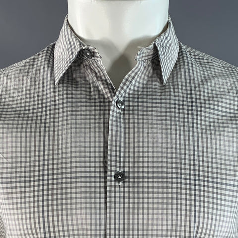 PS by PAUL SMITH Size S White Grey Checkered Cotton Long Sleeve Shirt