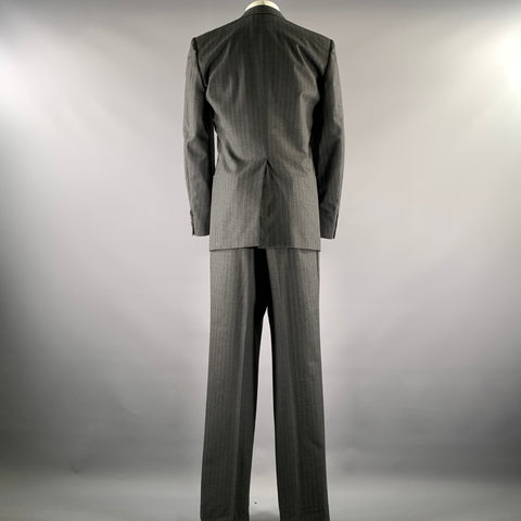 CHRISTIAN DIOR Size 44 Grey Pinstripe Wool Double Breasted Suit