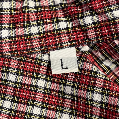 Chemise à manches longues BAND OF OUTSIDERS taille L, rouge et blanche à carreaux, en coton, avec col boutonné et une poche.