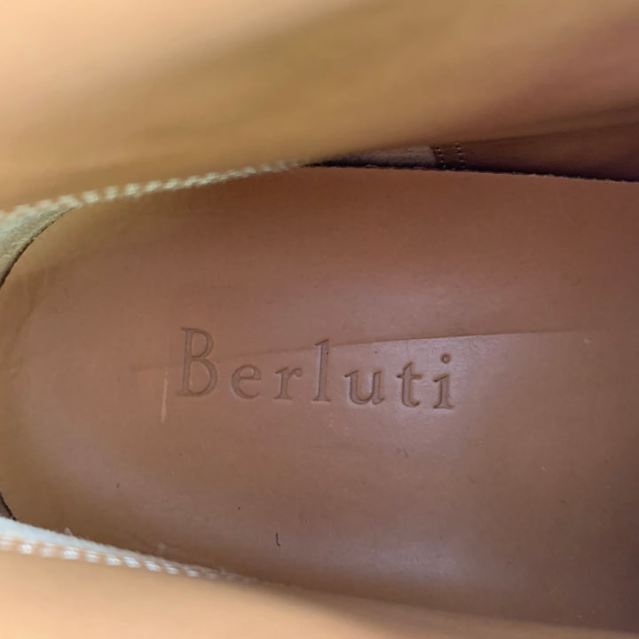 BERLUTI Size 10.5 Blue Suede Ankle Chukka Boots