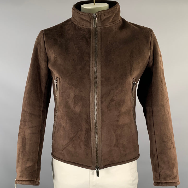 EMPORIO ARMANI Size 40 Brown Polyester Nylon Zip Up Jacket