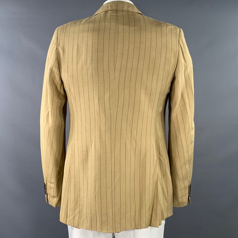 PRADA Size 44 Regular Tan Brown Pinstripe Viscose Linen Sport Coat