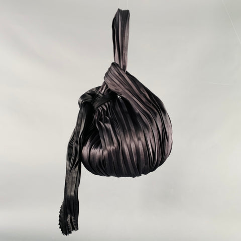 GIORGIO ARMANI Black Pleated Silk Evening Handbag
