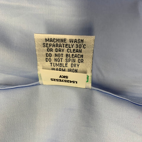 BUGATCHI Size L Light Blue Cotton Snake Collar Long Sleeve Shirt