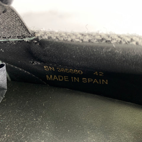 SAINT LAURENT Size 9 Grey Black Herringbone Wool Slip On Sneakers