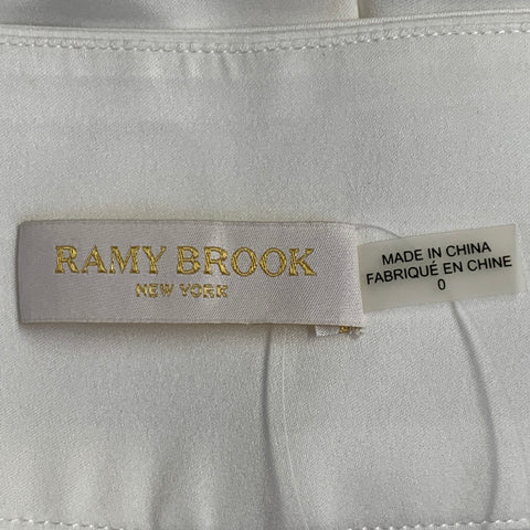 RAMY BROOK Size 0 White Pleated Wide Leg Side Zipper Dress Pants