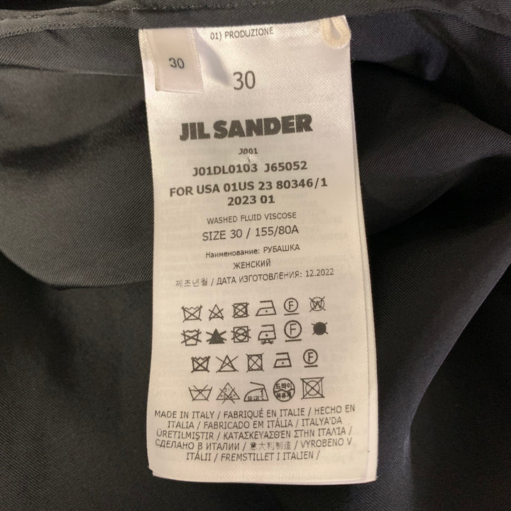 JIL SANDER Size XS Black Viscose Pleated Shirt