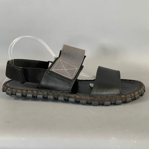 VALENTINO GARAVANI SS2015 Size 13 Black TL946Y2 Leather Strap Sandals