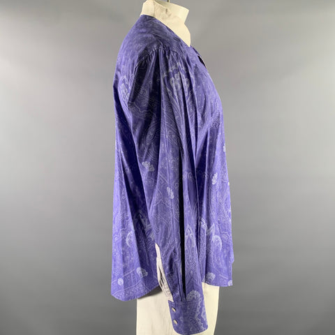 ROBERT GRAHAM Size XL Purple White Paisley Cotton Long Sleeve Shirt