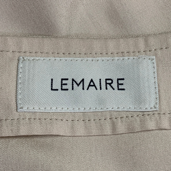LEMAIRE Size 48 Beige Viscose Collarless One Pocket Long Sleeve Shirt