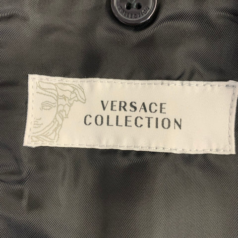 VERSACE COLLECTION Size 38 Green Black Animal Print Velvet Shawl Lapel Sport Coat