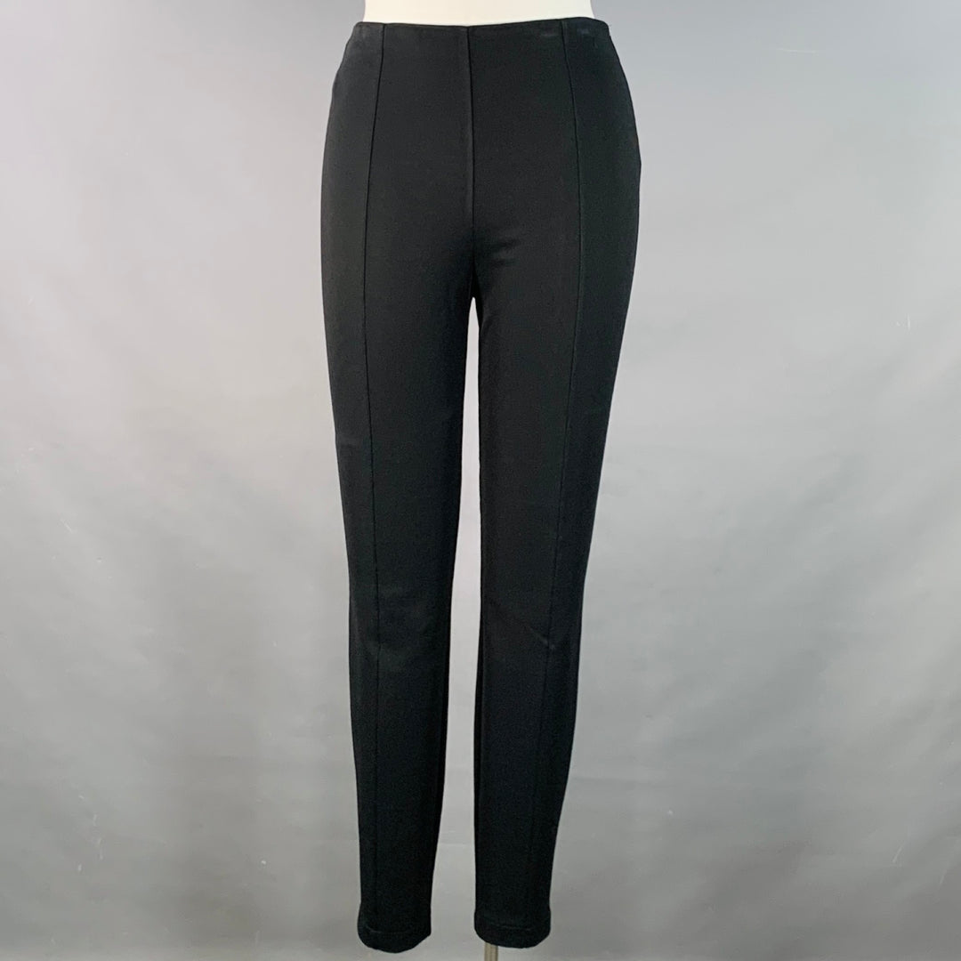 THE ROW Size XL Black Viscose Blend Textured Elastic Waistband Leggings Casual Pants