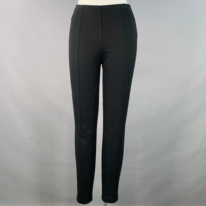 THE ROW Size XL Black Viscose Blend Textured Elastic Waistband Leggings Casual Pants