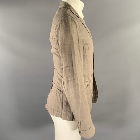 DOLCE & GABBANA Size 36 Grey Tan Linen Notch Lapel Jacket