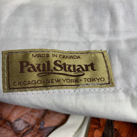 PAUL STUART Size 34 Brick Brown Ginkgo Print Cotton  Dress Pants