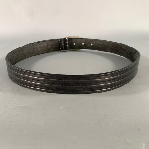 GUESS Size M Black Stripe Leather Belt