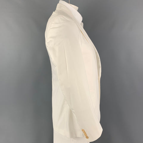 LANVIN Size 40 Regular White Cotton Peak Lapel Sport Coat