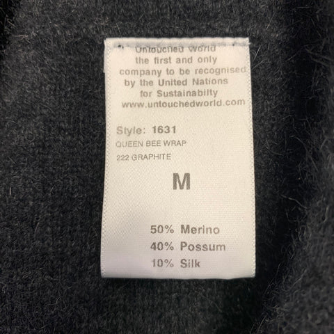 UNTOUCHED WORLD Size M Grey Charcoal Merino Wool Blend Knit Open Front Cardigan