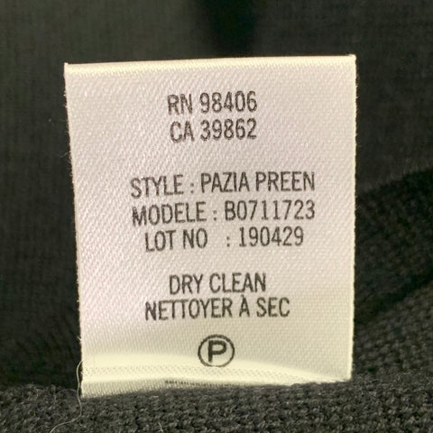 THEORY Size S Pazia Preen Black Wool Long Sleeve Above Knee Dress