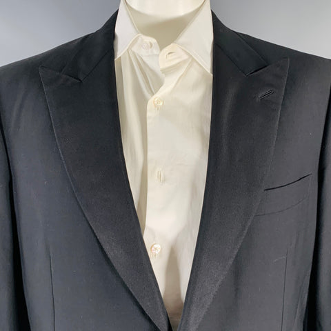BRIONI Size 46 Black Wool Tuxedo Peak Lapel Sport Coat