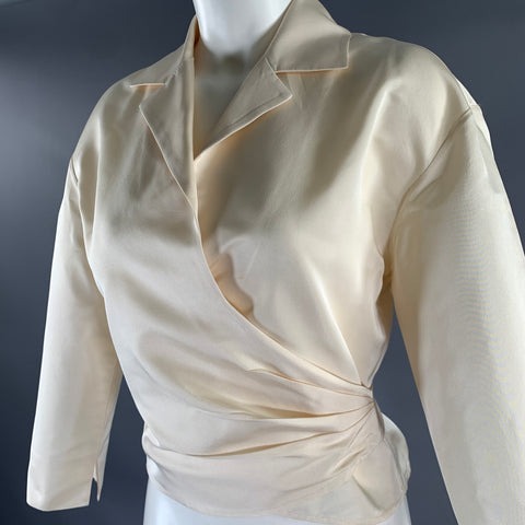 BADGLEY MISCHKA Size 10 Cream Silk Cross Strap Blouse