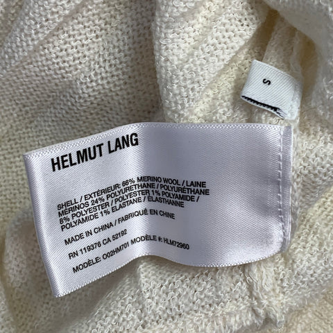HELMUT LANG Size S Cream Ivory Knit Merino Wool Blend Crushed Short Sleeve T-shirt