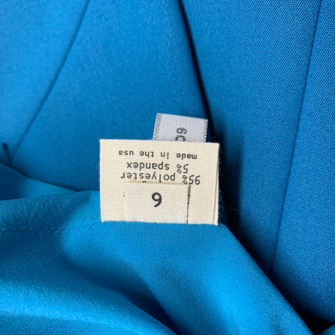 L'AGENCE Size 6 Blue Polyester Spandex Pencil Below Knee Skirt