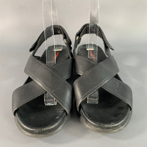 PRADA Size 8 Black Strappy Sandals