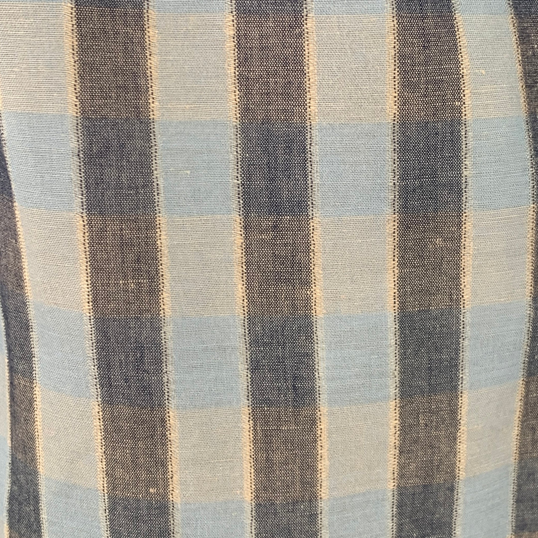 OUR LEGACY SS16 Size 38 Blue Grey Plaid Linen Cotton One Pocket Long Sleeve Shirt