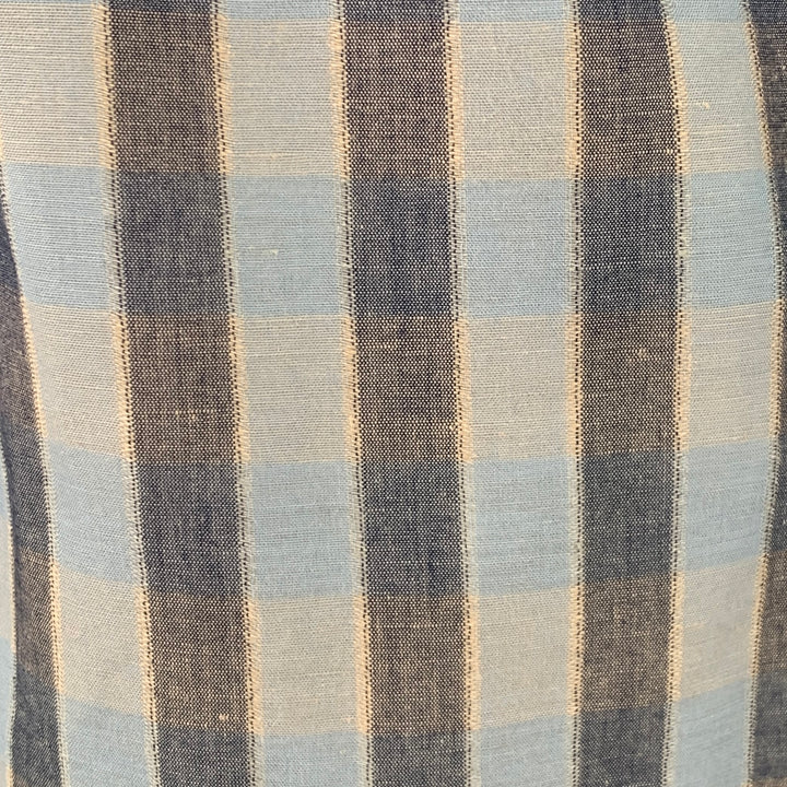 OUR LEGACY SS16 Size 38 Blue Grey Plaid Linen Cotton One Pocket Long Sleeve Shirt