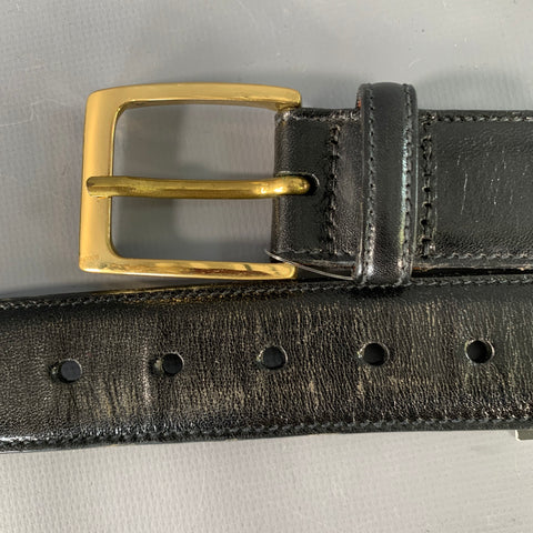 TRAFALGAR Size 34 Black Gold Leather Belt