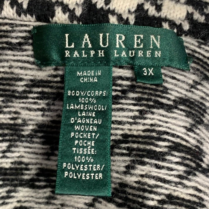 LAUREN by RALPH LAUREN Size XXXL Black Off White Wool Zip Pockets Jacket