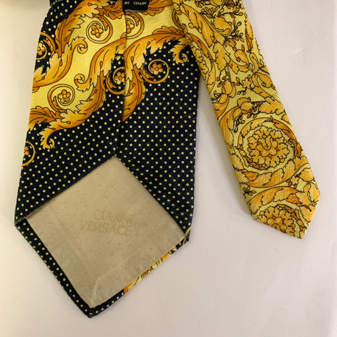 GIANNI VERSACE Black Yellow Silk Tie