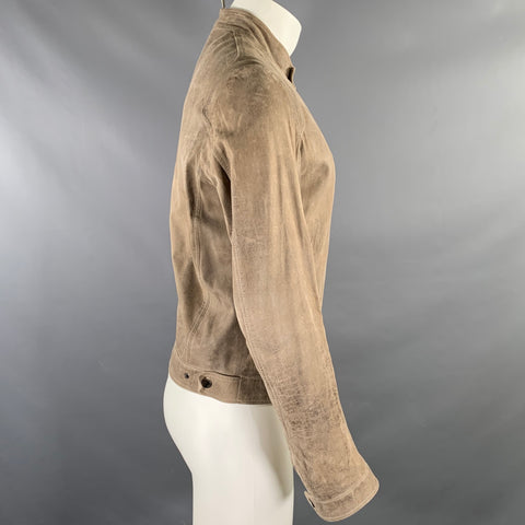 HENRY BEGUELIN Chest Size M Camel Leather Moto Racer Jacket