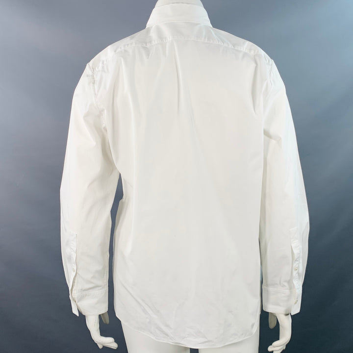 THEORY Size L White Cotton Blend Hidden Placket Shirt