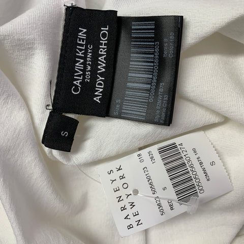 CALVIN KLEIN 205W39NYC Size S Electric Chair White Red Print Cotton One Pocket T-shirt