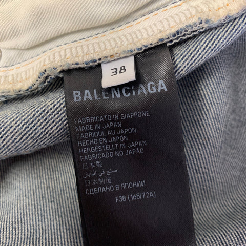 BALENCIAGA Size 2 Blue Mud Wash Cotton Denim Maxi Skirt
