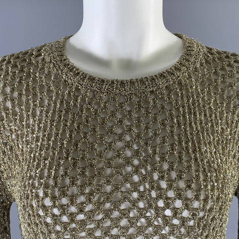 MARC JACOBS Size XS Gold Nylon Crew-Neck Pullover