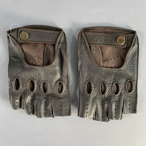 BURBERRY Size 8.5 Brown Chocolate Perforated Deerskin Leather Gloves