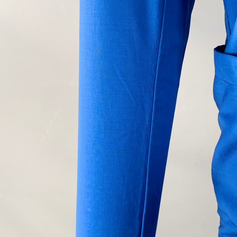 T-JACKET by TONELLO Size M Royal Blue Virgin Wool Notch Lapel Suit