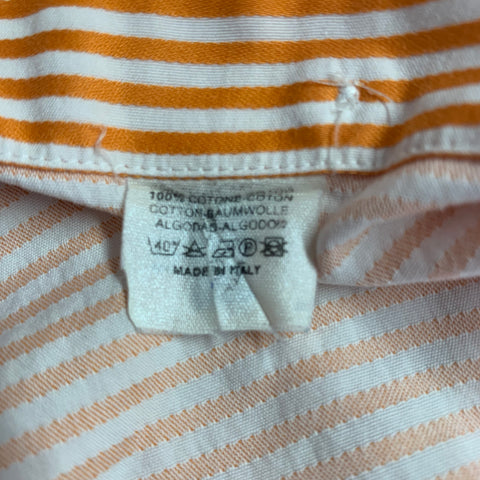 ETRO Size S Orange White Cotton Button Up Long Sleeve Shirt