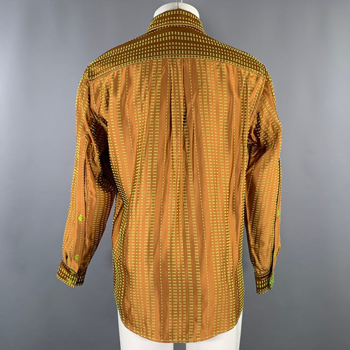 CHRISTOPHER JOHN ROGERS Size S Brown Green Viscose Blend Long Sleeve Shirt