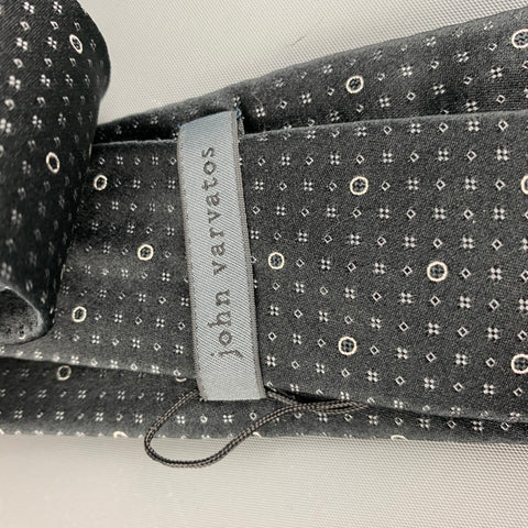 JOHN VARVATOS Black White Dots Silk Tie