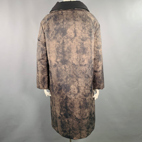 AKRIS Size 14 Black Brown Fur Effect Nylon Reversible Puffer Coat