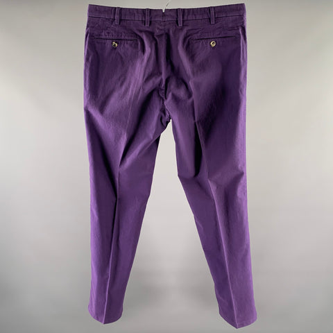 INCOTEX Size 36 Purple Cotton Flat Front Casual Pants