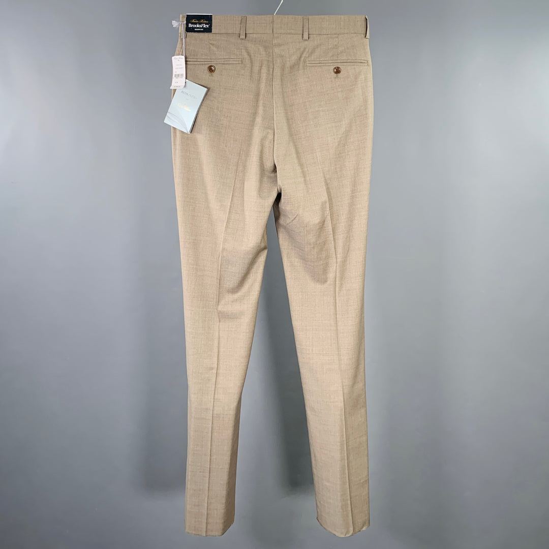 BROOKS BROTHERS Size 32 Brown Beige Heather Wool Blend Dress Pants