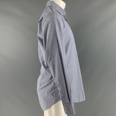 PAUL SMITH Size M Blue White Gingham Cotton Long Sleeve Shirt